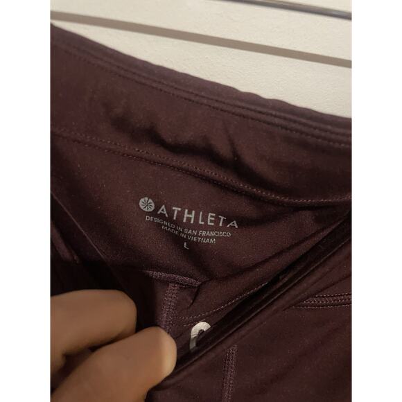 Athleta Crop Leggings Pant Dark Red Maroon Size Large - Picture 5 of 9